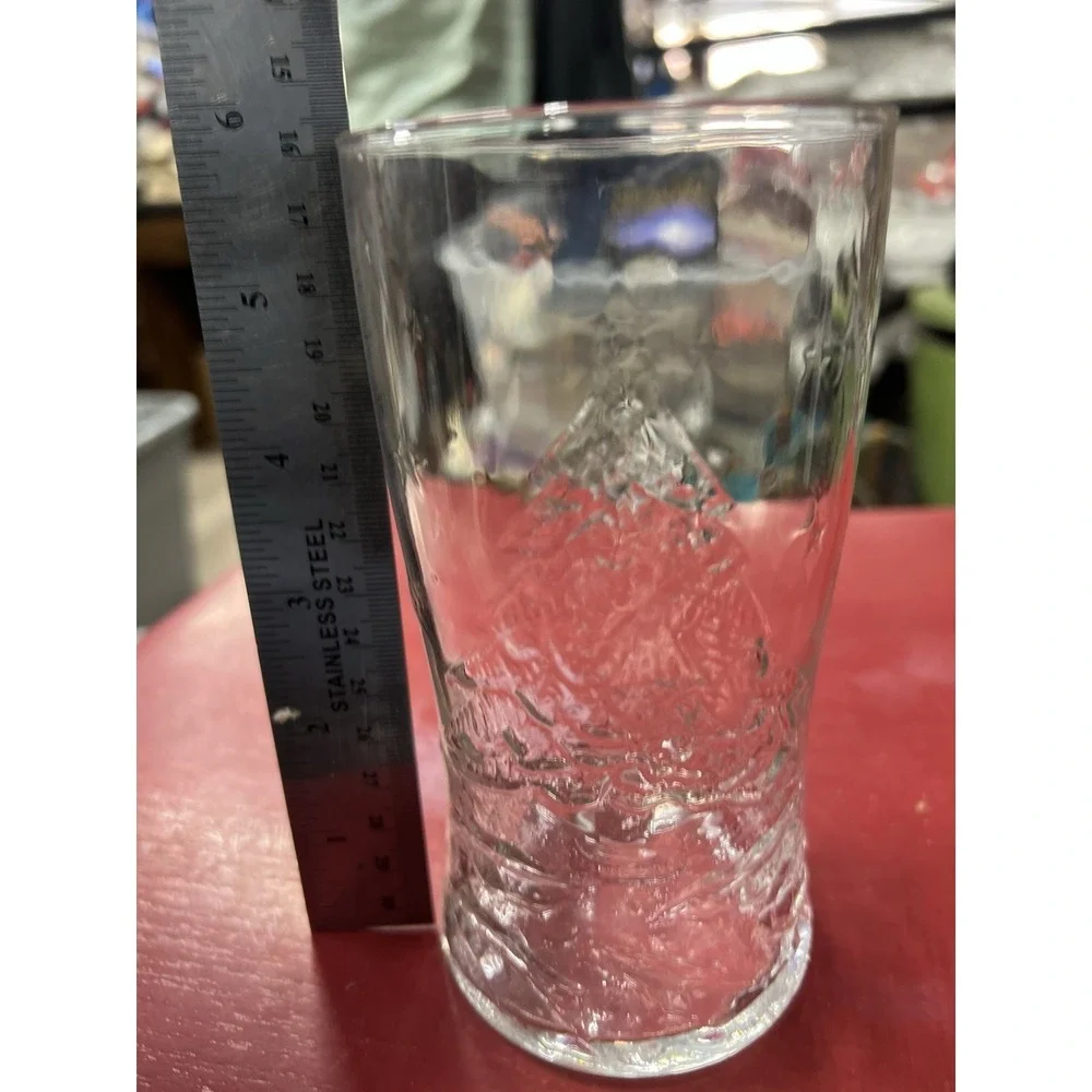 Arcoroc Holly Tree Clear Embossed Glass Tumbler Christmas Vintage‎